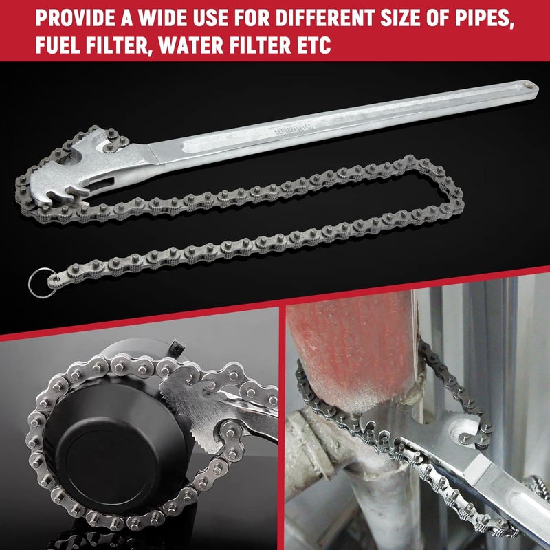 AUPREX 24 Inch Heavy Duty Carbon Steel Pipe Wrench, Fits Max 12 Inch Diameter, Adjustable Large Chain Oil Filter Wrench for Universal Use - Image 5